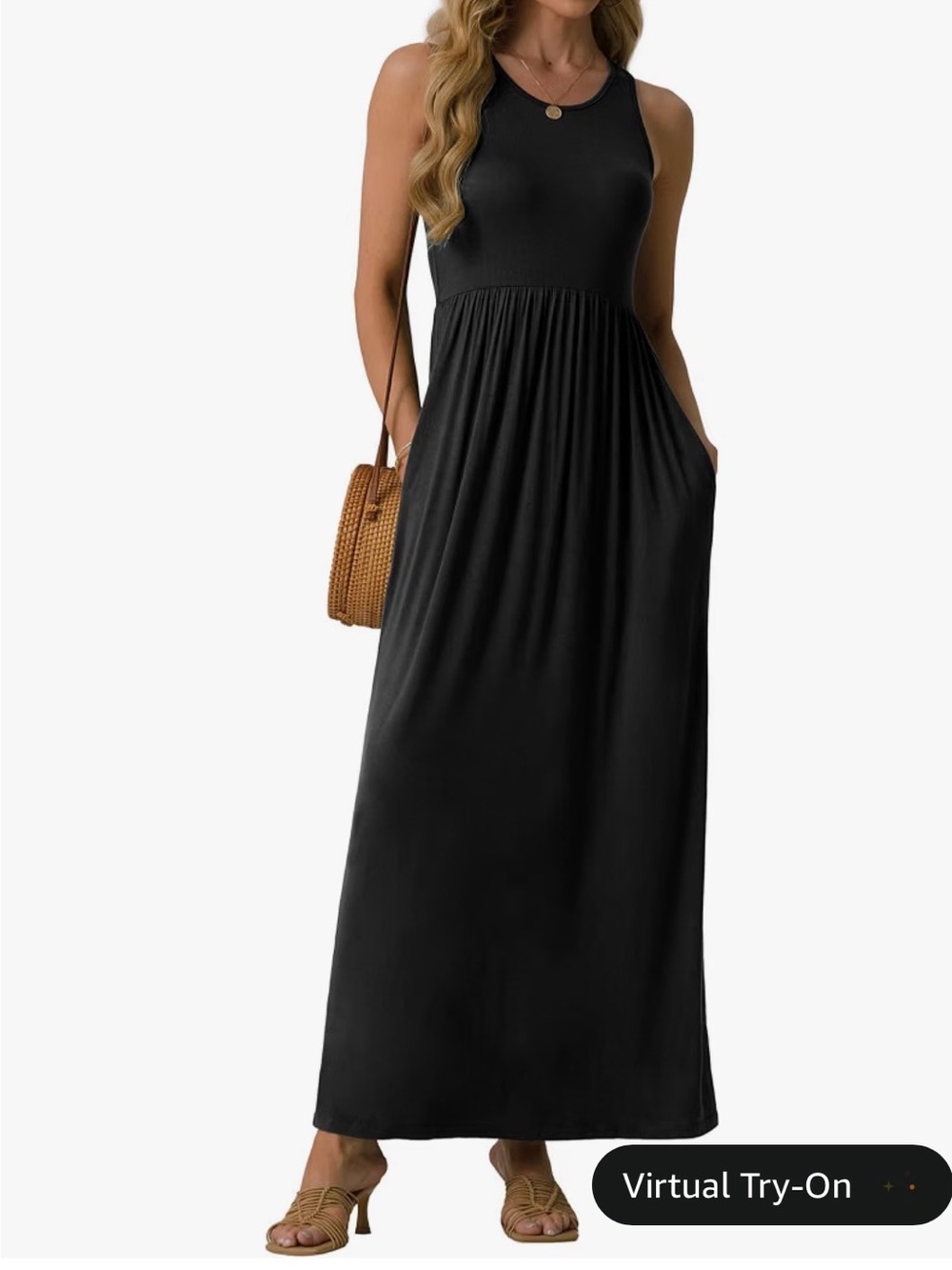 NWOT Women’s Grecerelle Black Maxi Dress Pockets Size XS